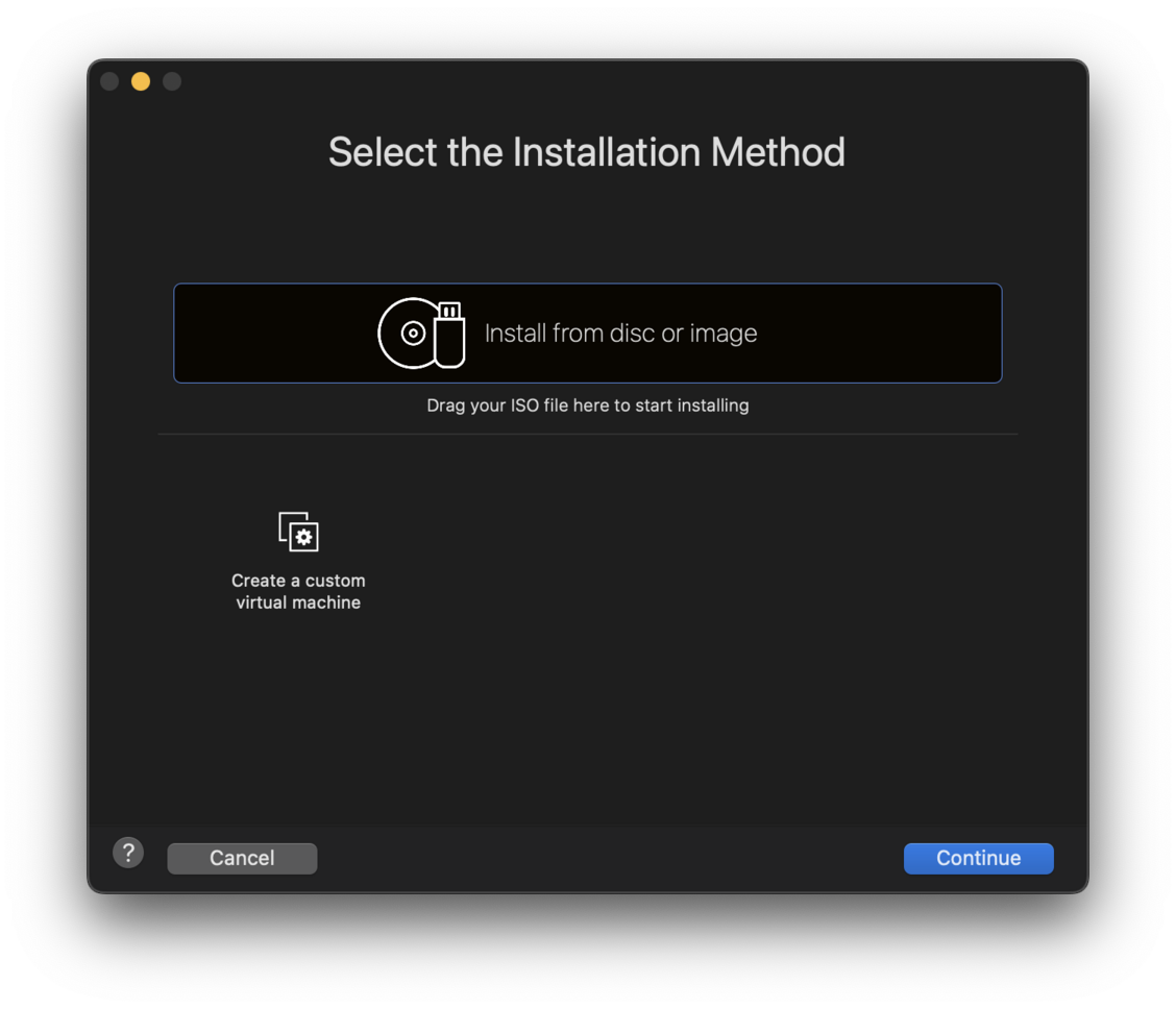 VMware Fusion new VM